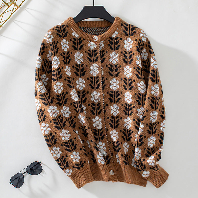 Krohn-e | Strickjacke mit Blumenmuster