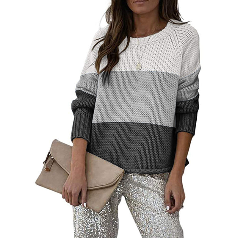 Krohn-e | Zweifarbiger Strickpullover mit Blockmuster Acryl Lässig und Komfortabel