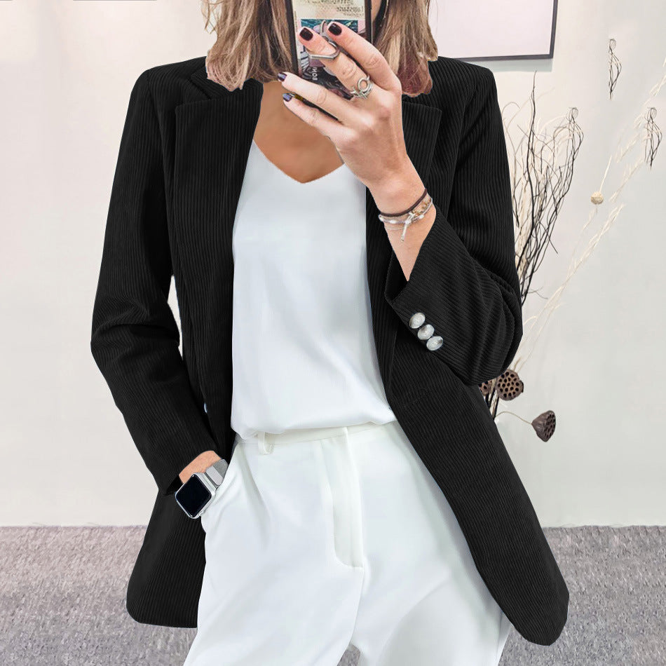 Damen Eleganter Blazer mit vertikalem Streifenmuster und schmaler Silhouette Krohn-e