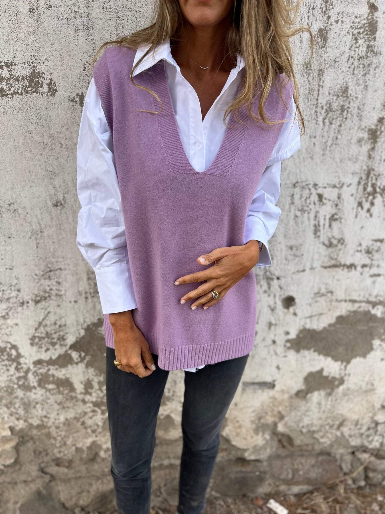 Damen hochwertiger V-Ausschnitt Strickpullover Krohn-e