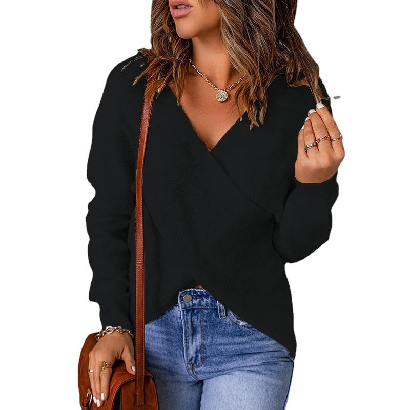 Damen Wickelpullover im modernen Rippstrickdesign Krohn-e