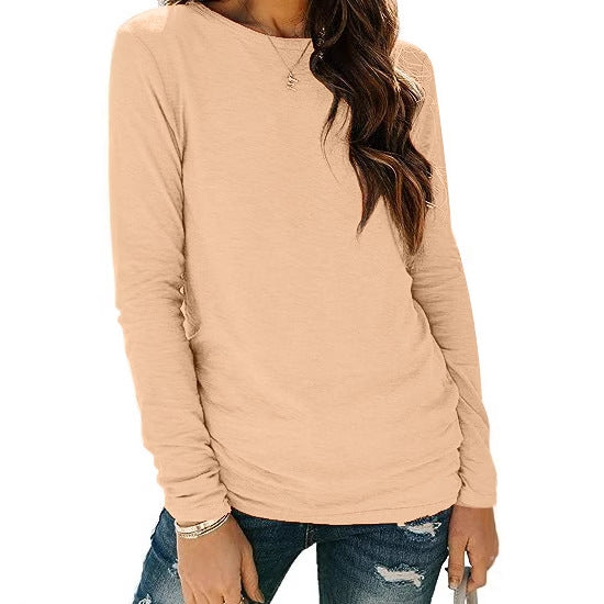 Damen lässiges Longsleeve-Shirt mit dekorativem Raffung Krohn-e