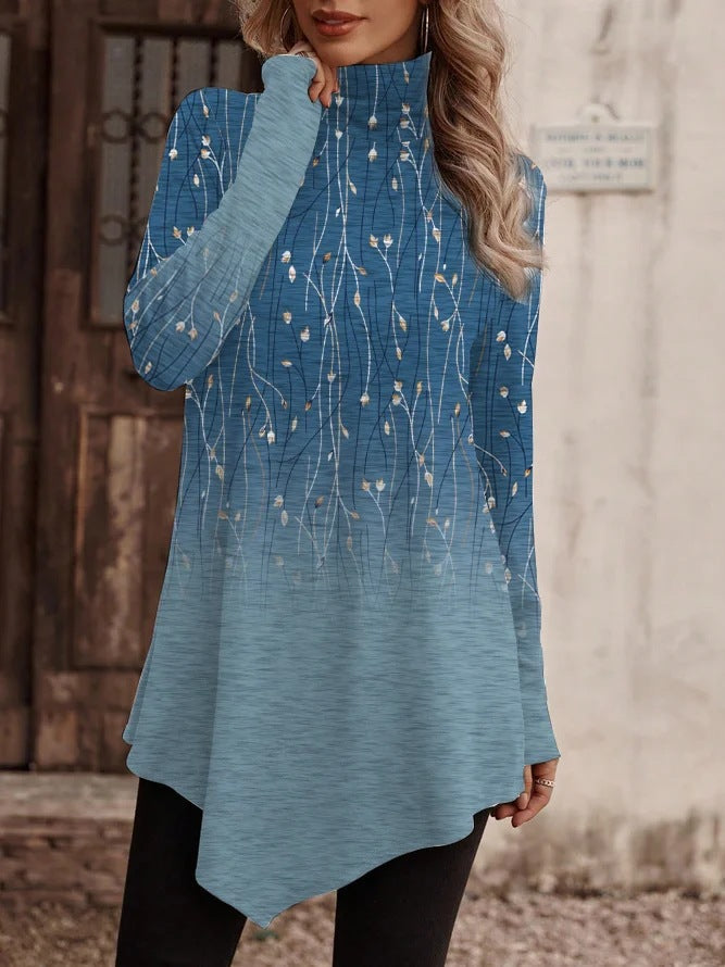 Damen Tunika mit floralem Design und hohem Kragen Krohn-e
