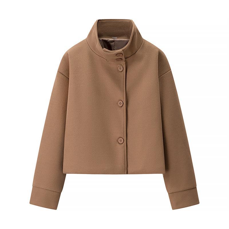 Damen modische Cropped-Jacke mit hohem Kragen und praktischen Knöpfen Krohn-e