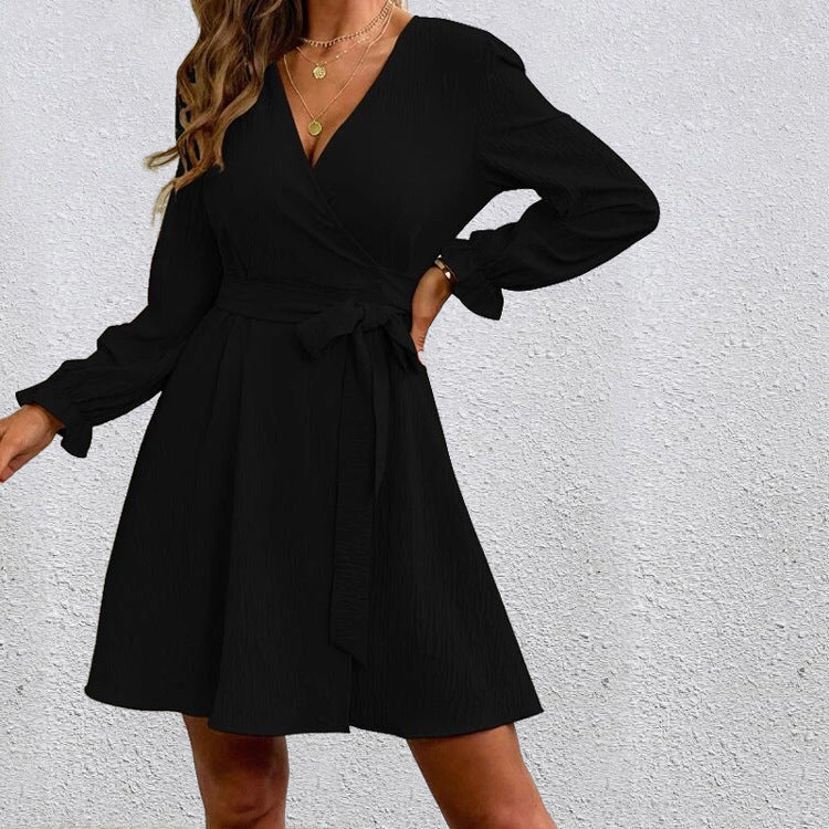 Damen Wickelkleid mit ausgestellten Ärmeln und Gürtel Krohn-e
