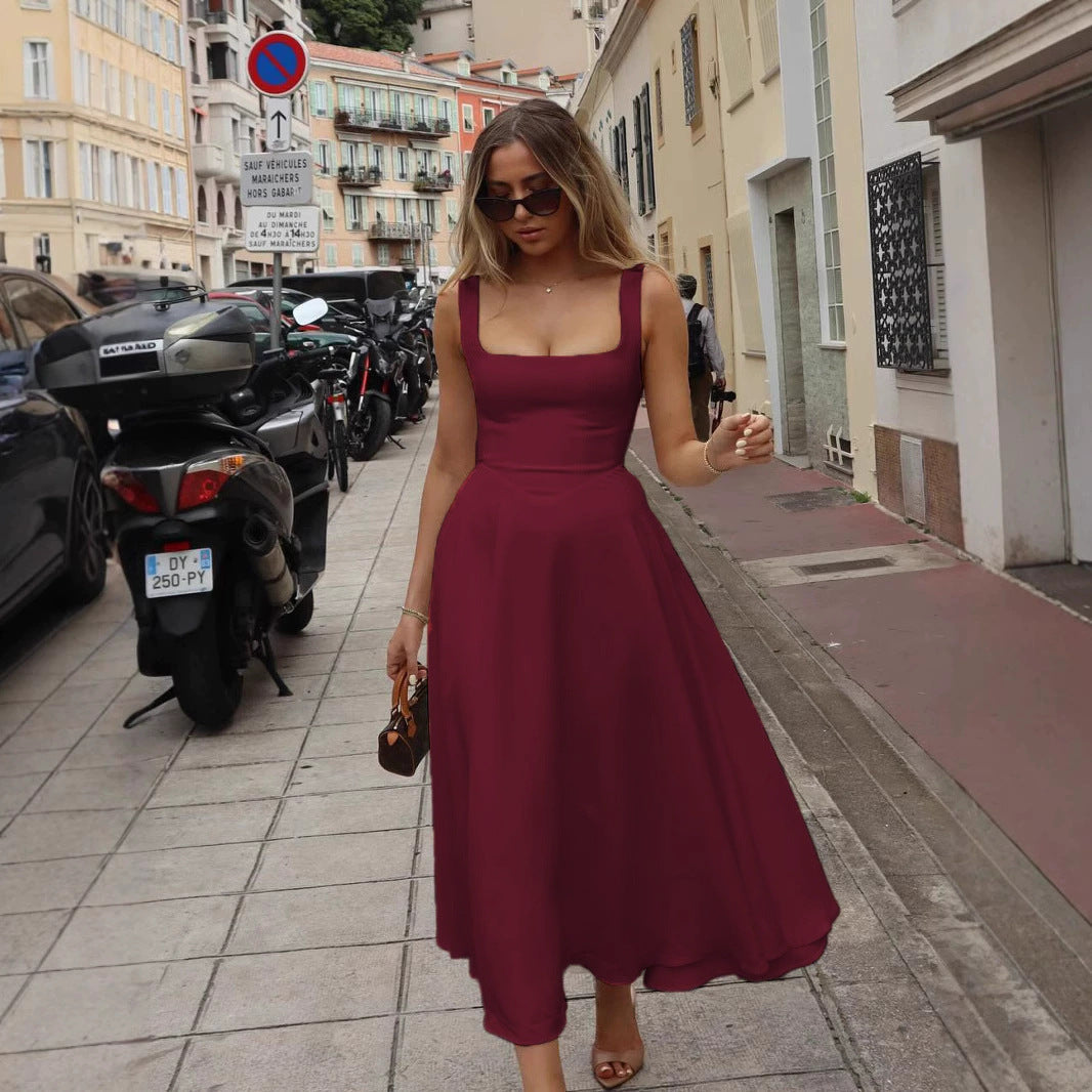 Damen Elegantes Maxikleid mit traumhaftem A-Linien Schnitt und schickem Quadrat-Ausschnitt Krohn-e