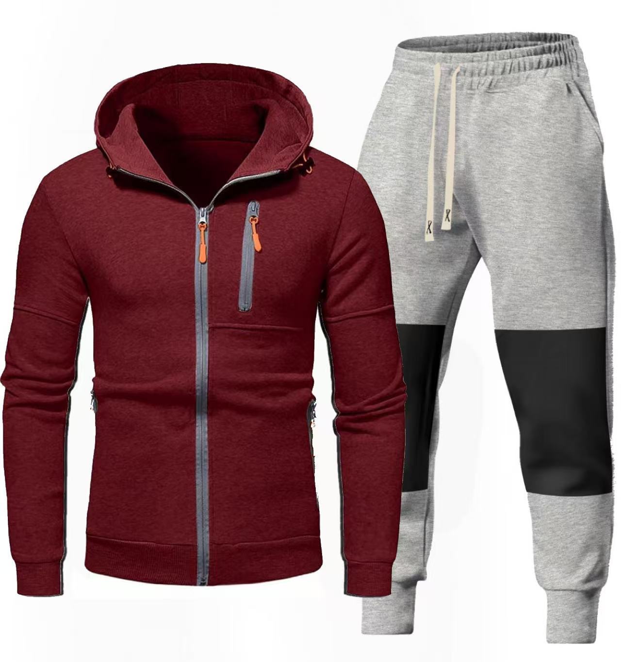 Herren Sportliches Hoodie- und Jogginghose-Set mit Funktionalen Reißverschlusstaschen Krohn-e