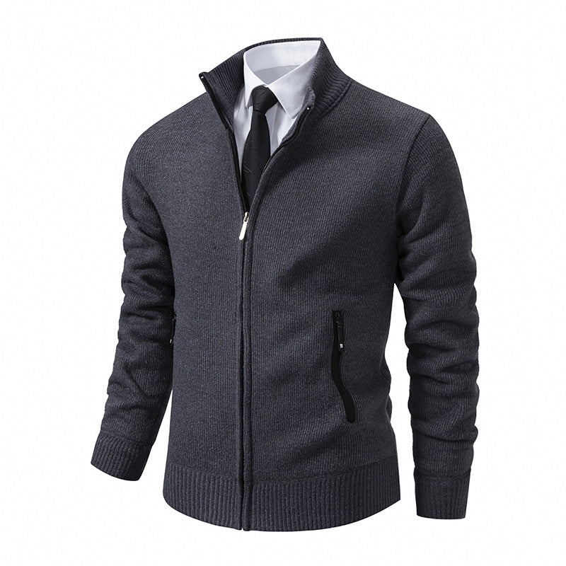 Herren Strickjacke mit hohem Kragen und modernen Reißverschlusstaschen Krohn-e