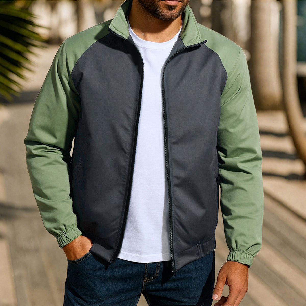 Herren sportliche Übergangsjacke mit reißfestem Material und elastischen Bündchen Krohn-e