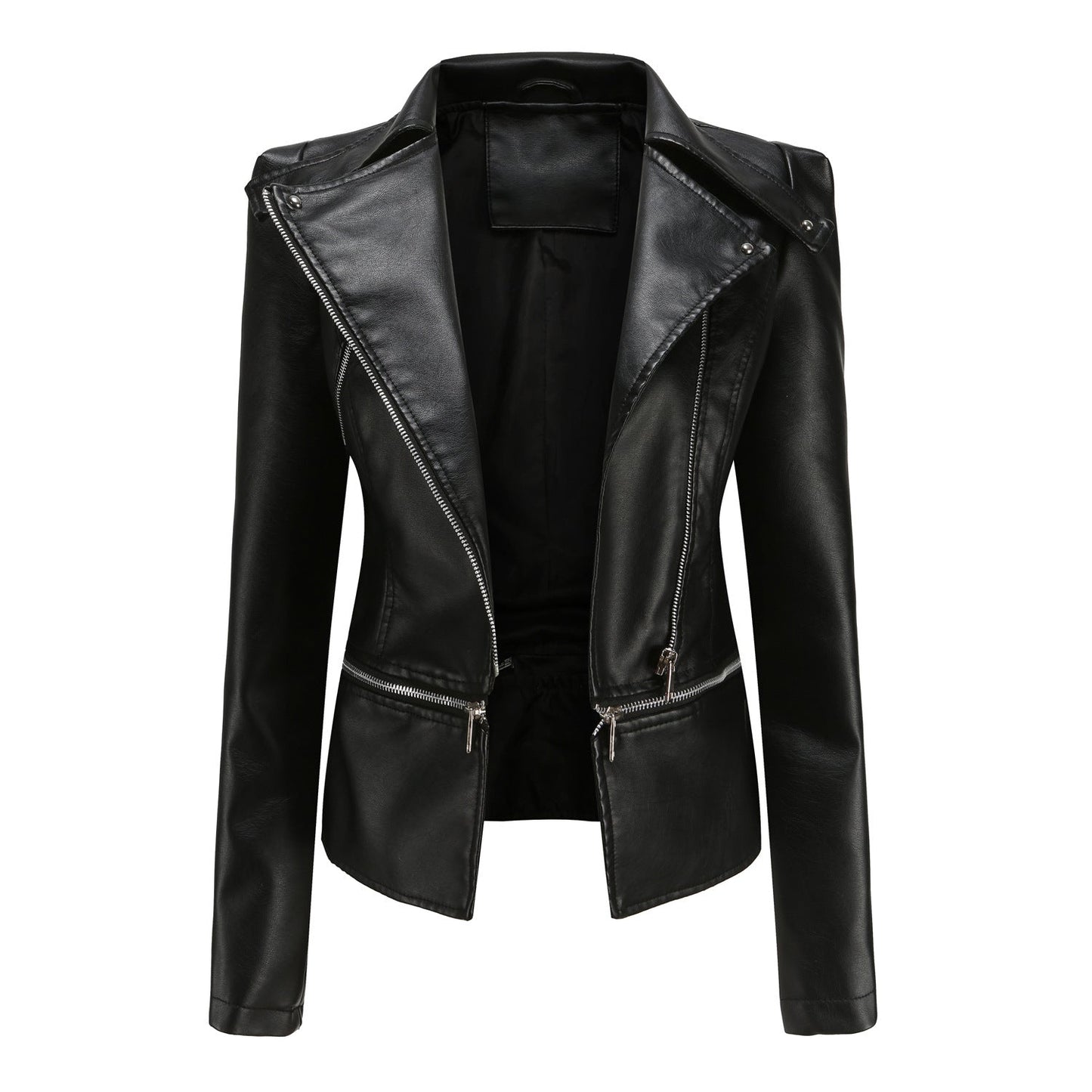 Damen stylische Bikerjacke mit asymmetrischem Reißverschluss und eingenähten Taschen Krohn-e