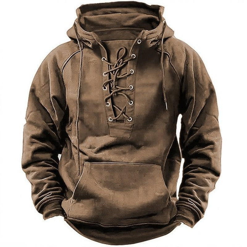 Herren Kapuzensweatshirt mit modischer Schnürung und weichem Innenfutter Krohn-e