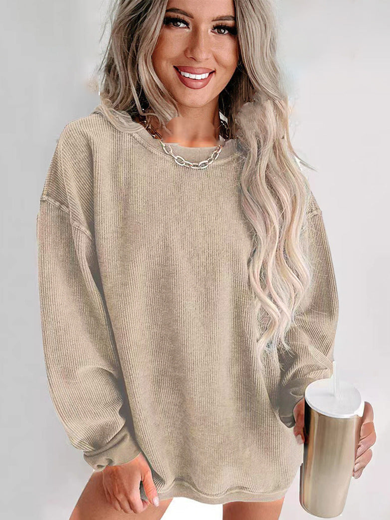 Damen lässiger Sweatshirt mit feiner Rippstruktur und komfortablem Schnitt Krohn-e