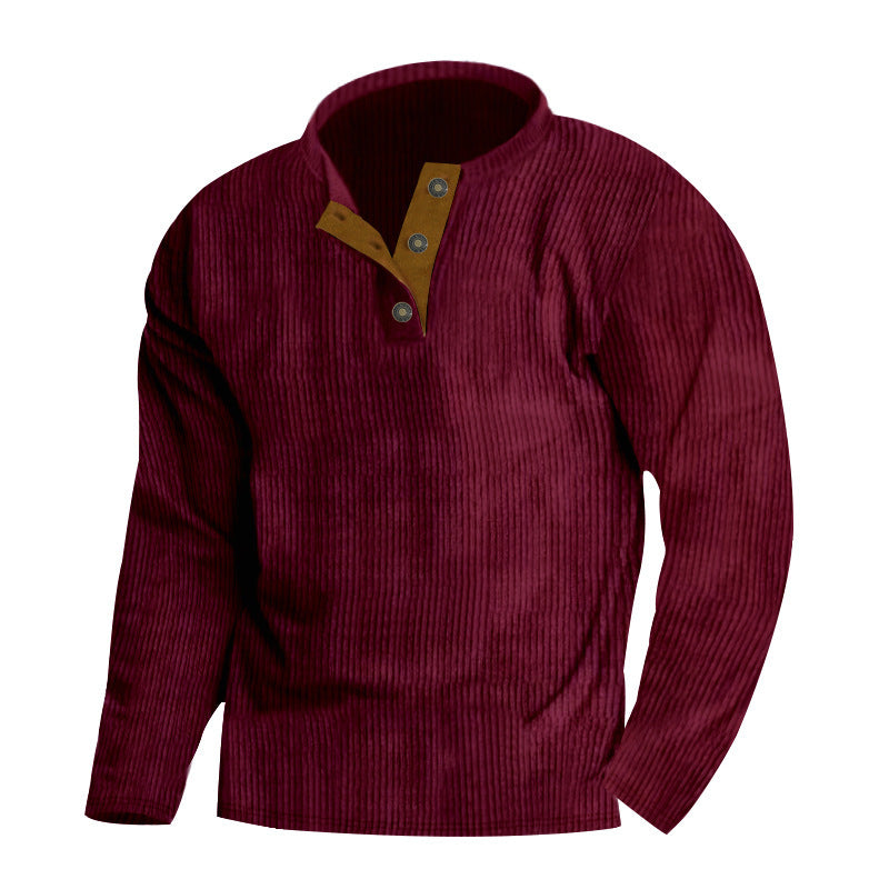 Herren Pullover mit strukturierter Oberfläche und Knopfleisten-Detail Krohn-e