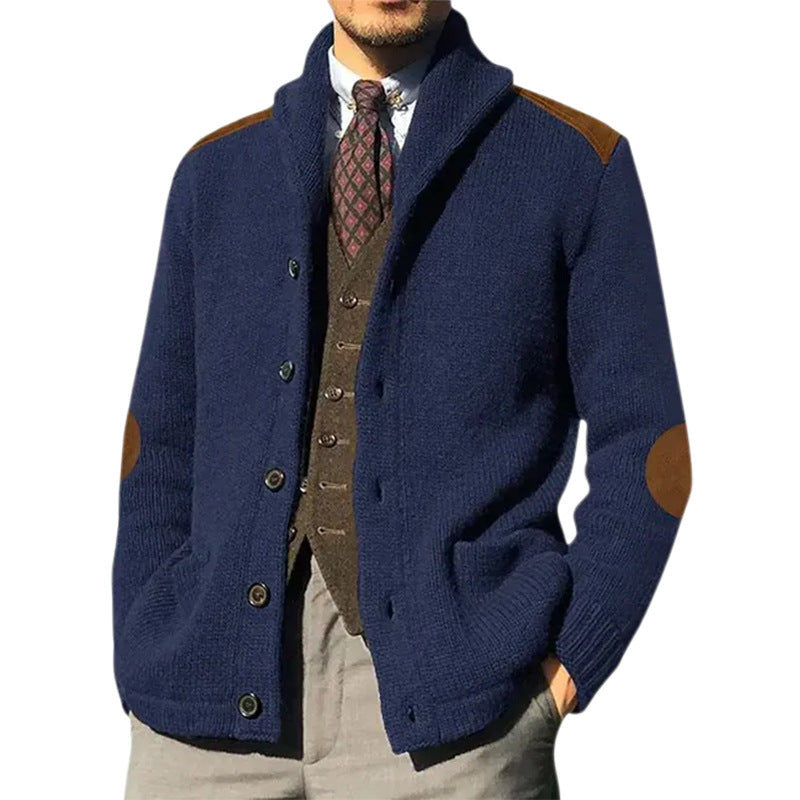 Herren Strickjacke mit klassischem Schalkragen und eleganten details Krohn-e