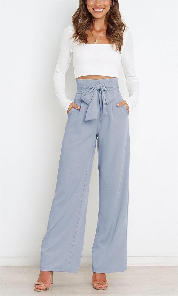 Damen Weitgeschnittene Hose mit dekorativem Bindegürtel Krohn-e