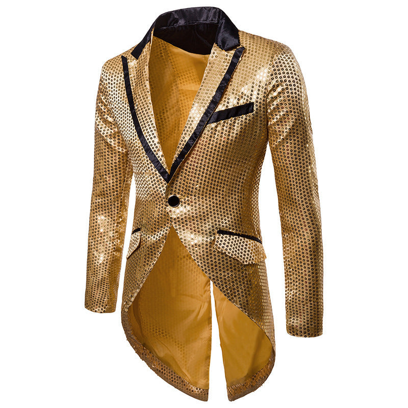 Herren eleganter Pailletten-Blazer mit asymmetrischem Schnitt und luxuriösem Design Krohn-e