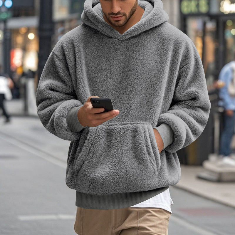 Herren übergroßer Fleece-Hoodie mit Kängurutasche und gemütlichem Schnitt Krohn-e