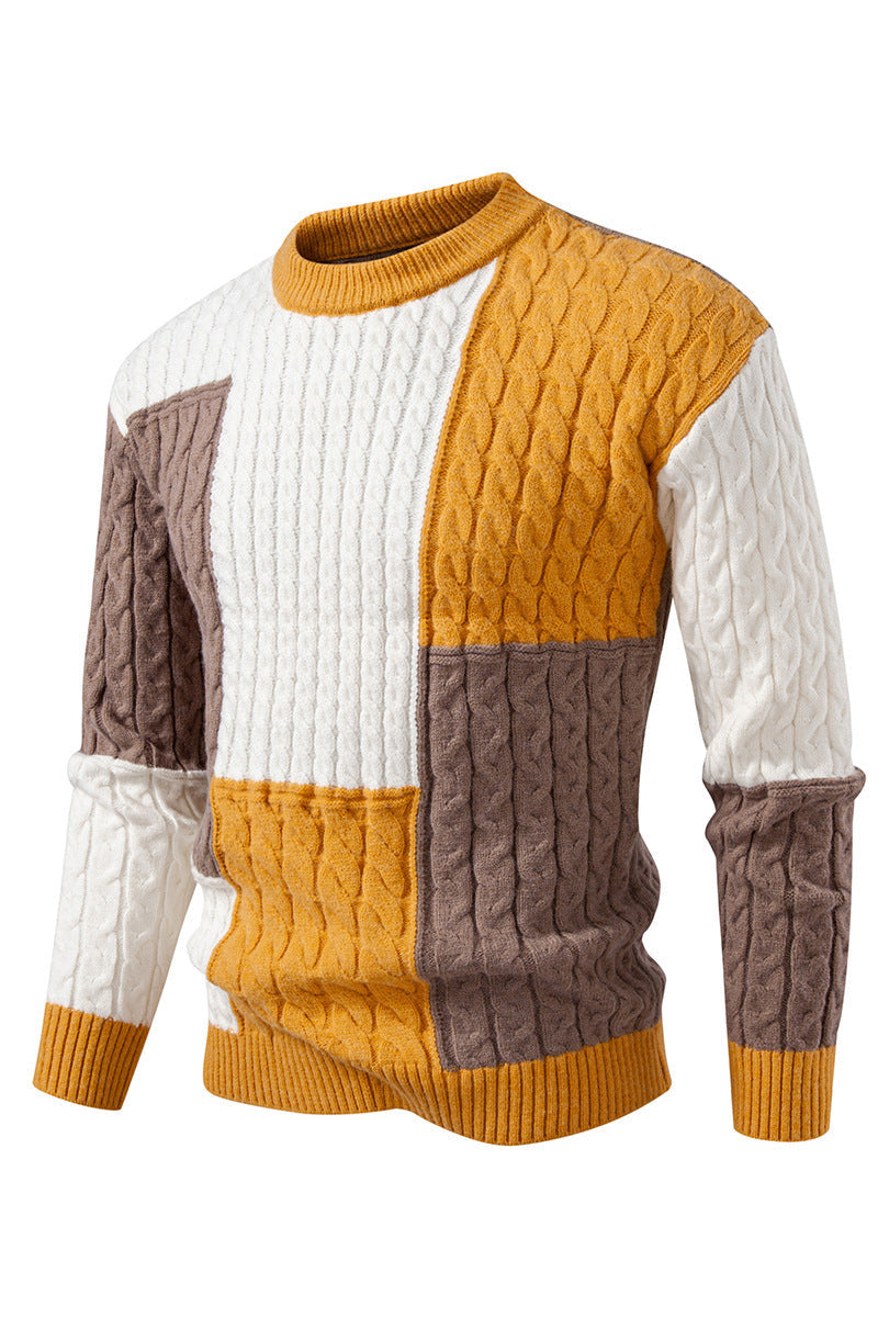Herren modischer Strickpullover mit kreativer Farbblock-Optik Krohn-e