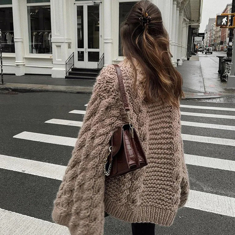 Damen Grobstrickpullover mit übergroßen Ärmeln Krohn-e
