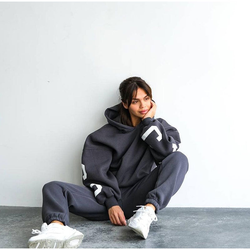 Damen Lässiger Oversize-Sweatanzug mit Kapuze und elastischem Bund Krohn-e