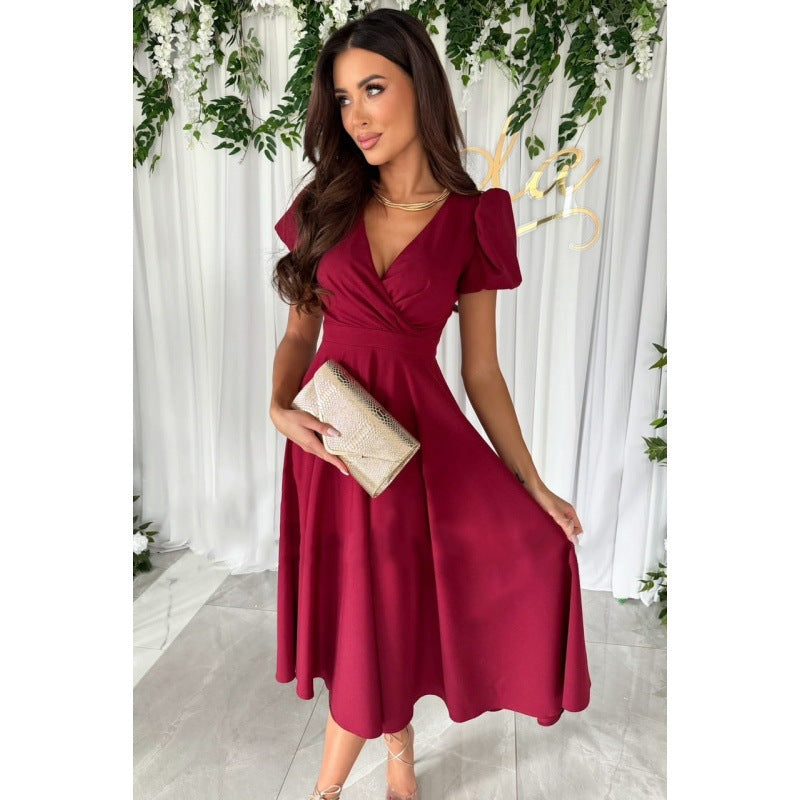 Damen Elegantes A-Linien Midi Kleid mit weichen Falten Krohn-e