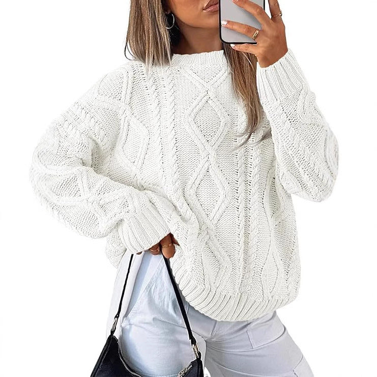 Damen Relaxed Strickpullover mit Zopfmuster Krohn-e