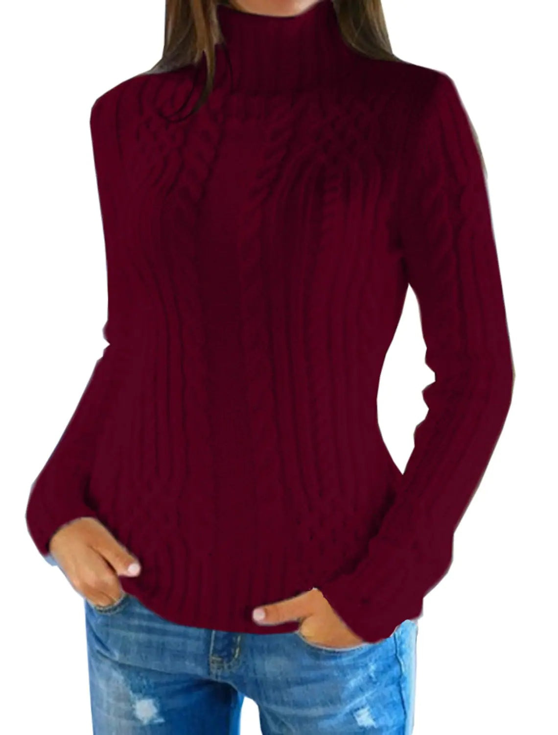 Damen Rolkragenpullover mit Zopfmuster und bequemer Passform Krohn-e