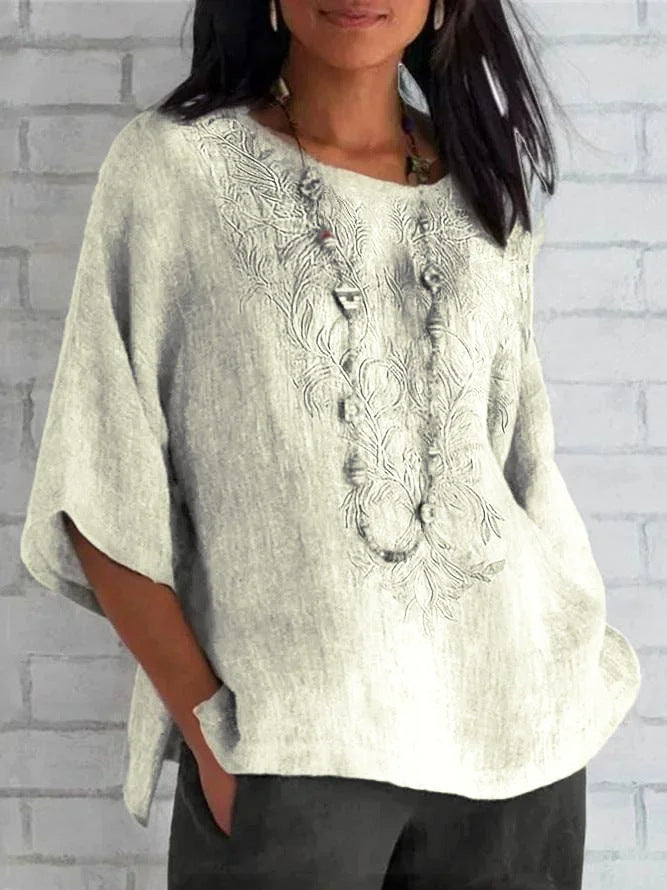 Damen bestickte Leinenbluse Krohn-e