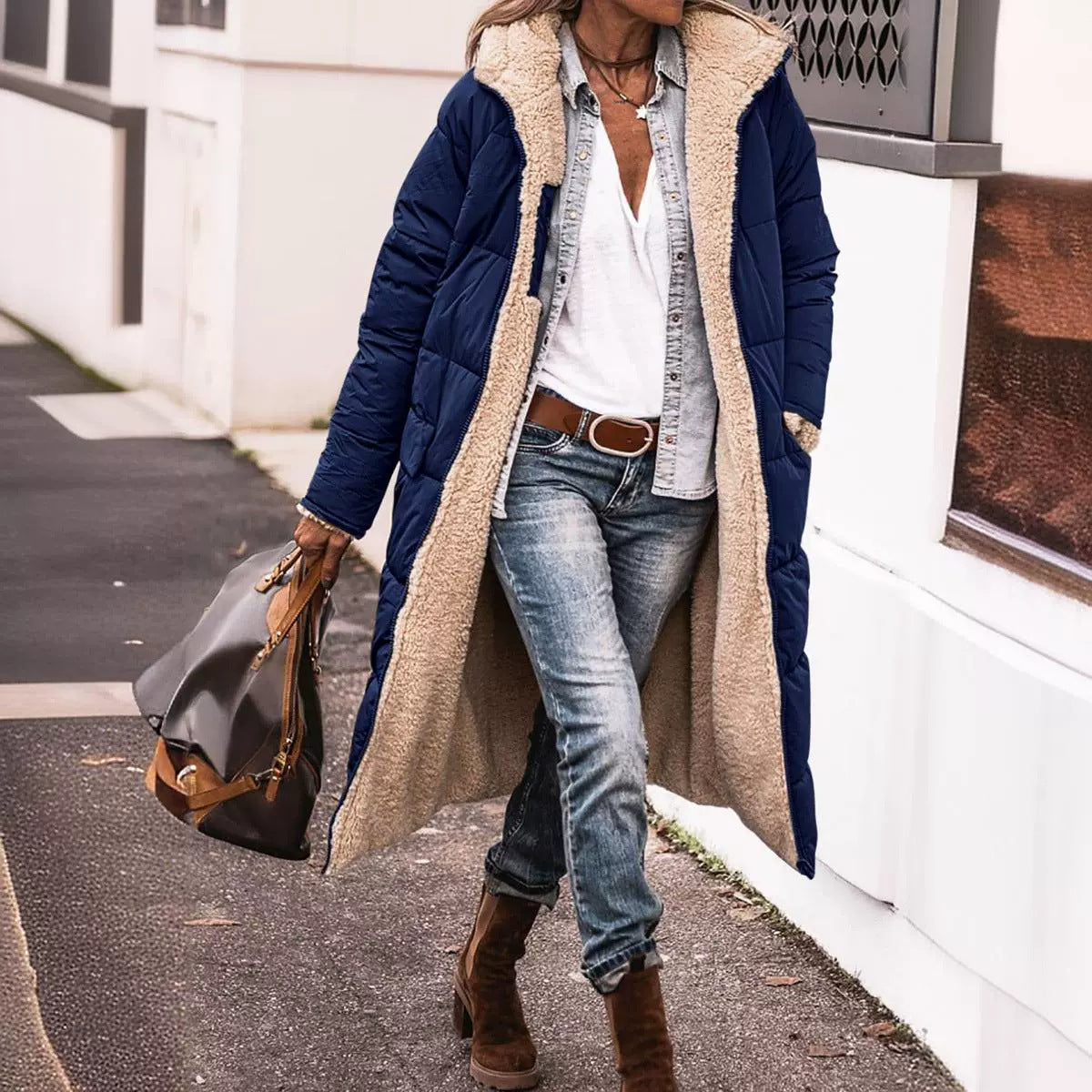 Krohn-e | Wendejacke mit Kapuze In Knielanger Form