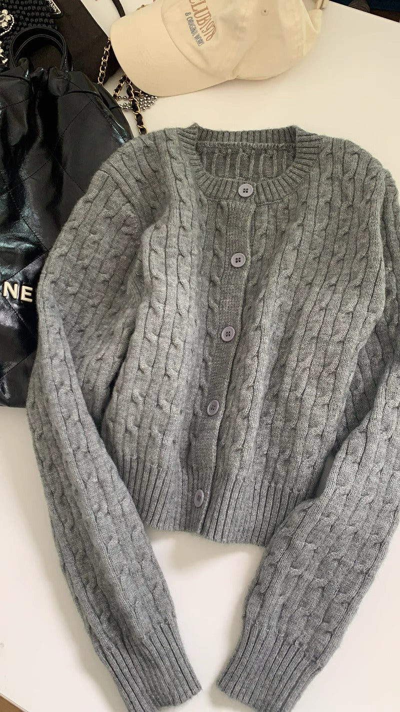 Damen gestrickte Bolerojacke mit Zopfstruktur Krohn-e