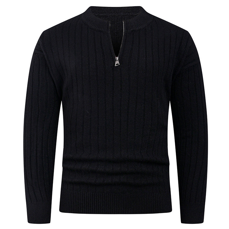 Herren Strickpullover mit hohem Kragen und modernem Reißverschluss Krohn-e