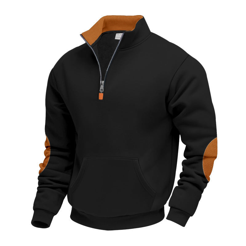 Herren Hochwertiger Stehkragenpullover aus atmungsaktivem Material mit Reißverschluss und Kontrastakzenten Krohn-e