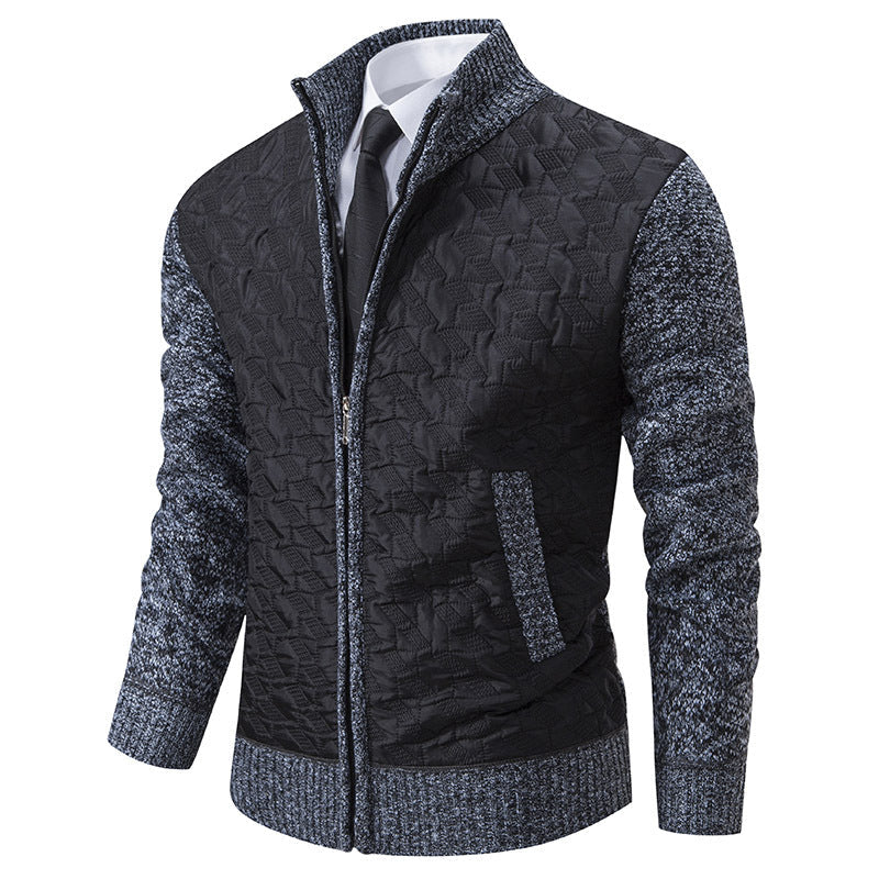 Herren stylische Steppjacke mit strukturiertem Obermaterial und hohem Kragen Krohn-e