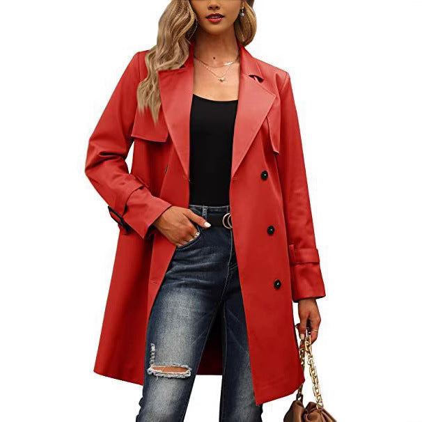 Damen Eleganter Trenchcoat mit doppelter Knopfleiste und schickem Kragen Krohn-e