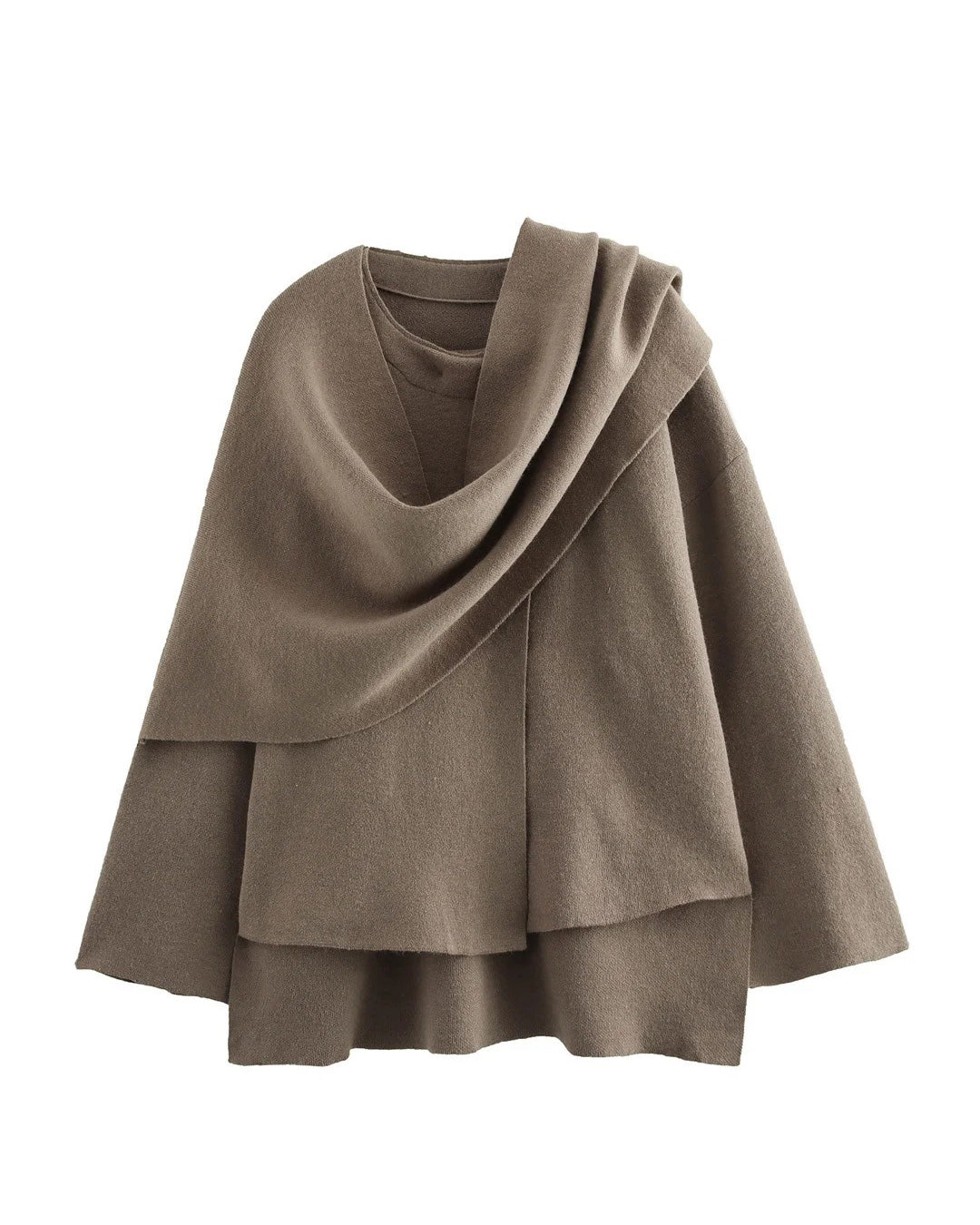 Krohn-e | Boulevard Asymmetrischer Schal Verkürzte Gestrickte Jacke