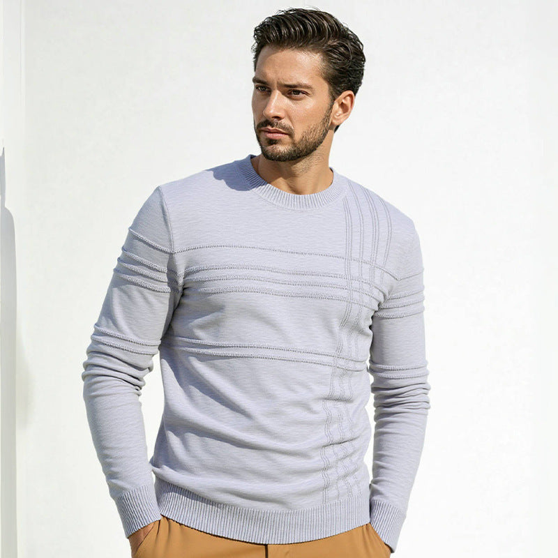 Herren Pullover mit modernem Strukturdesign und hohem Kragen Krohn-e