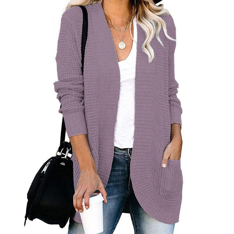 Damen lässige Strickjacke mit Taschen und offener Front Krohn-e