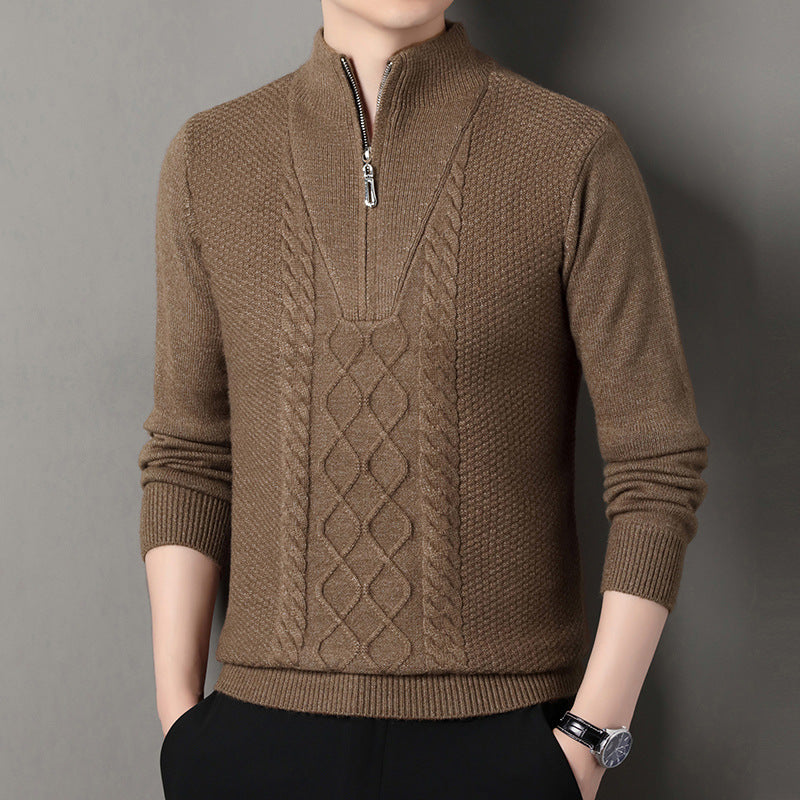Herren Strickpullover mit hohem Kragen und Zipper Krohn-e