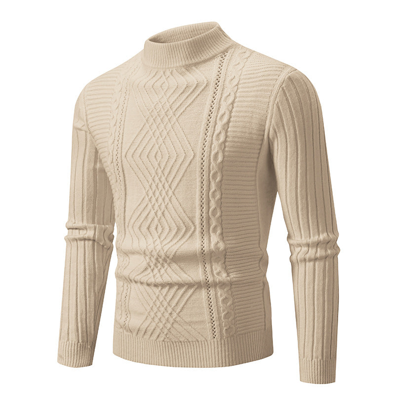 Herren Rollkragenpullover aus hochwertiger Baumwolle mit strukturiertem Zopfmuster Krohn-e