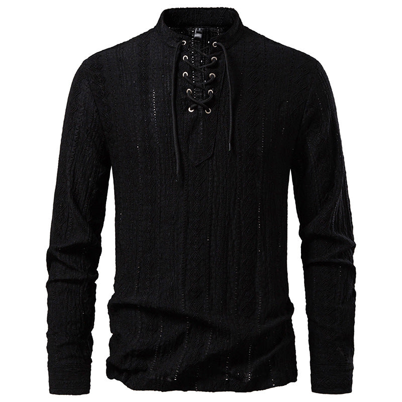 Herren Langärmliges Shirt mit kreativem Schnürdesign Krohn-e