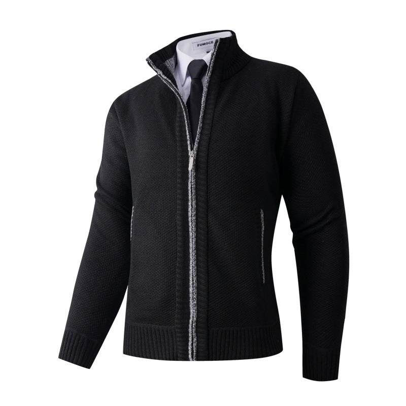 Herren stylische Strickjacke mit hohem Kragen und praktischen Taschen Krohn-e