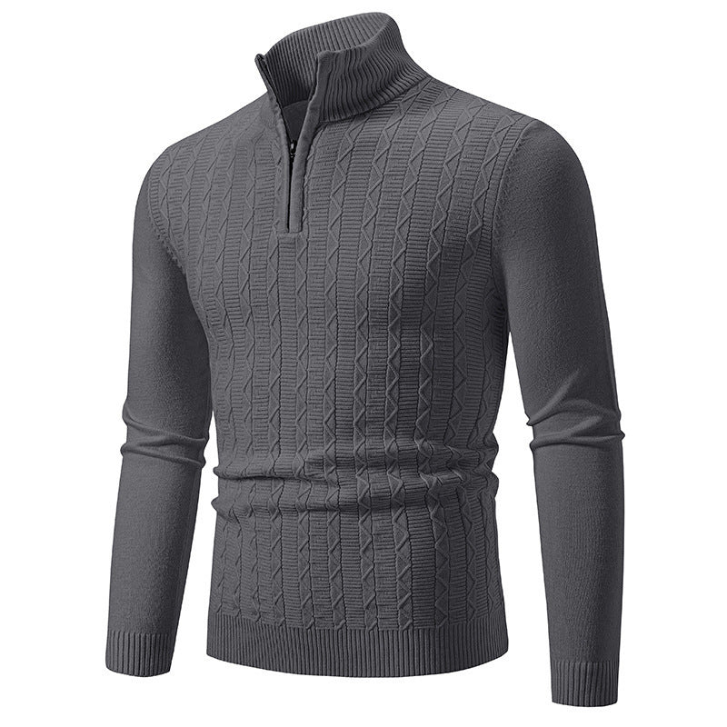 Herren modischer Strickpullover mit Stehkragen und Reißverschluss Krohn-e