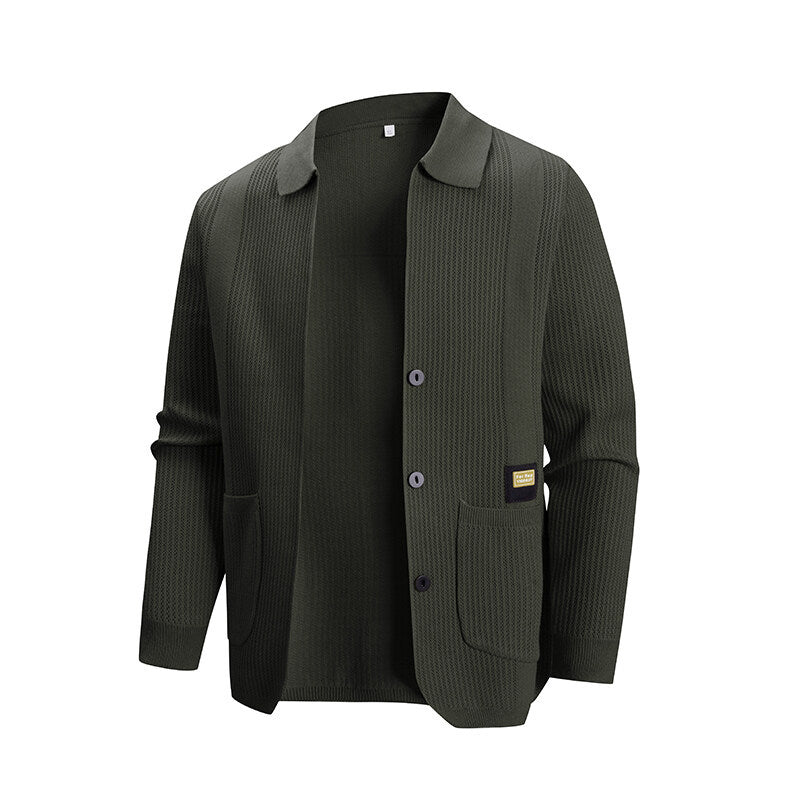 Herren Strickjacke mit modernem Rippmuster und praktischen Taschen Krohn-e