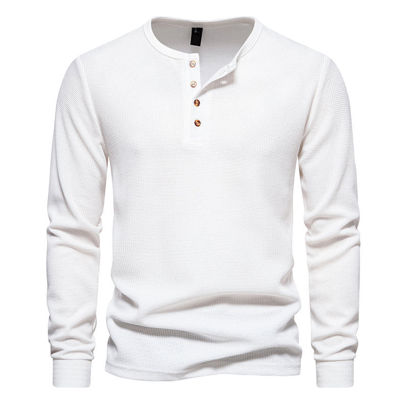 Herren Langarmshirt mit Knopfleiste und strukturiertem Design Krohn-e