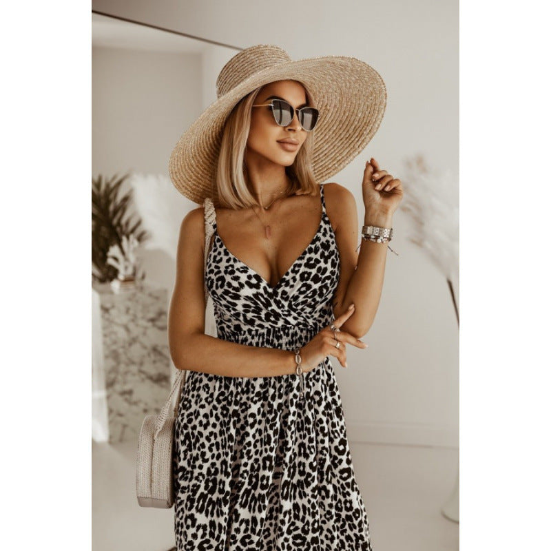 Damen Sleek Leopardenmuster Maxi Kleid Krohn-e