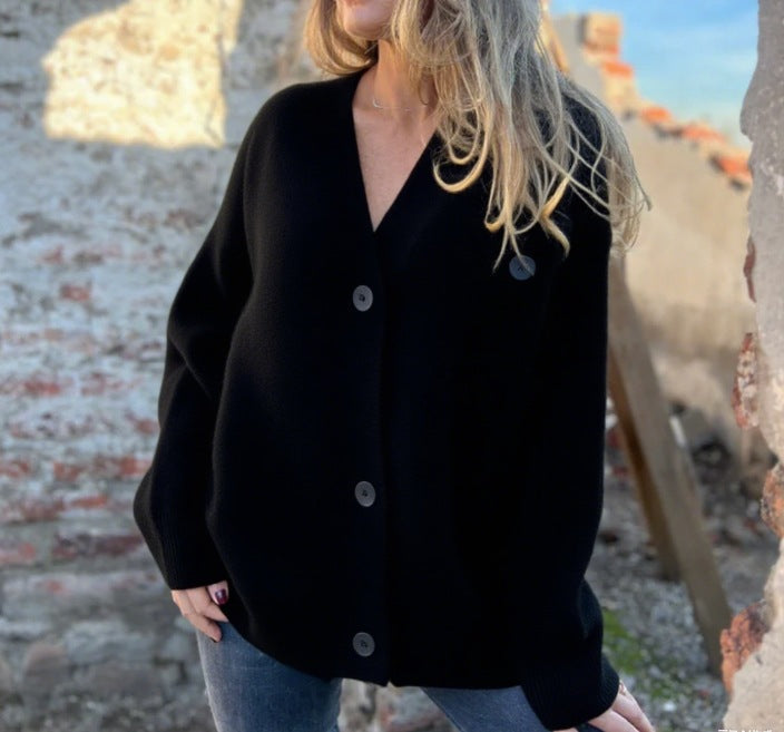 Damen lockerer Strickcardigan mit asymmetrischem Schnitt und Knopfdetails Krohn-e