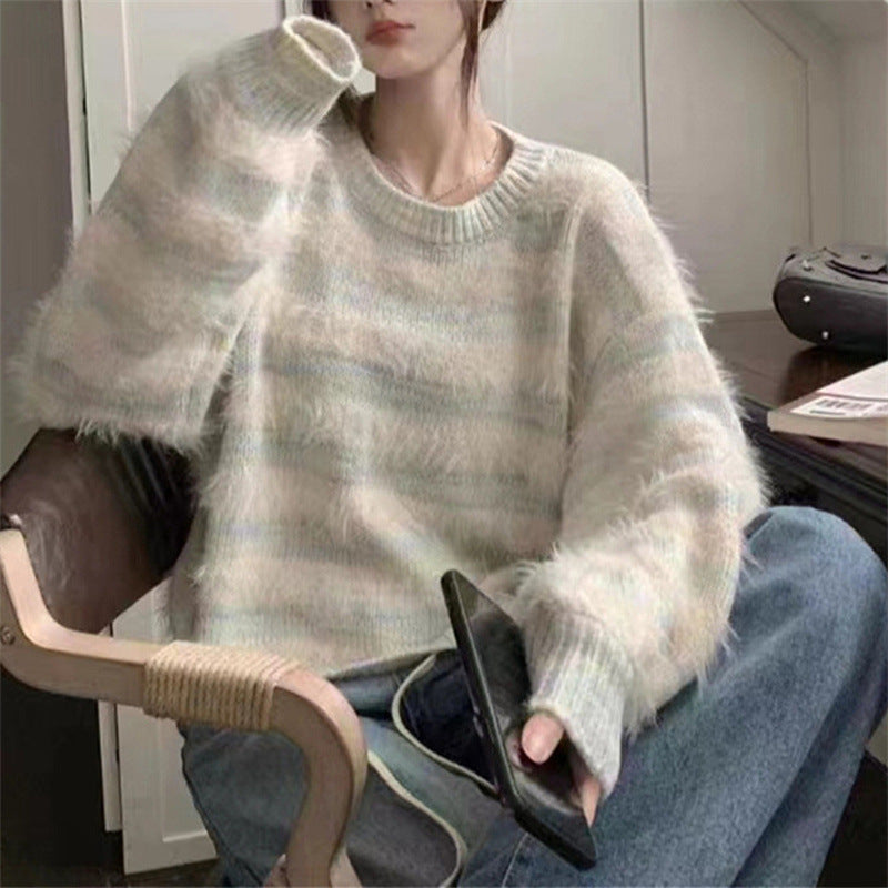 Damen Kuscheliger Strickpullover mit trendigem Farbverlauf und voluminösen Ärmeln Krohn-e