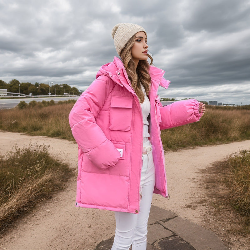 Damen modische Steppjacke mit praktischer Kapuze und großen Taschen Krohn-e
