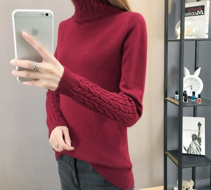 Damen Feinstrickpullover mit hohem Kragen und Zopfmuster Krohn-e