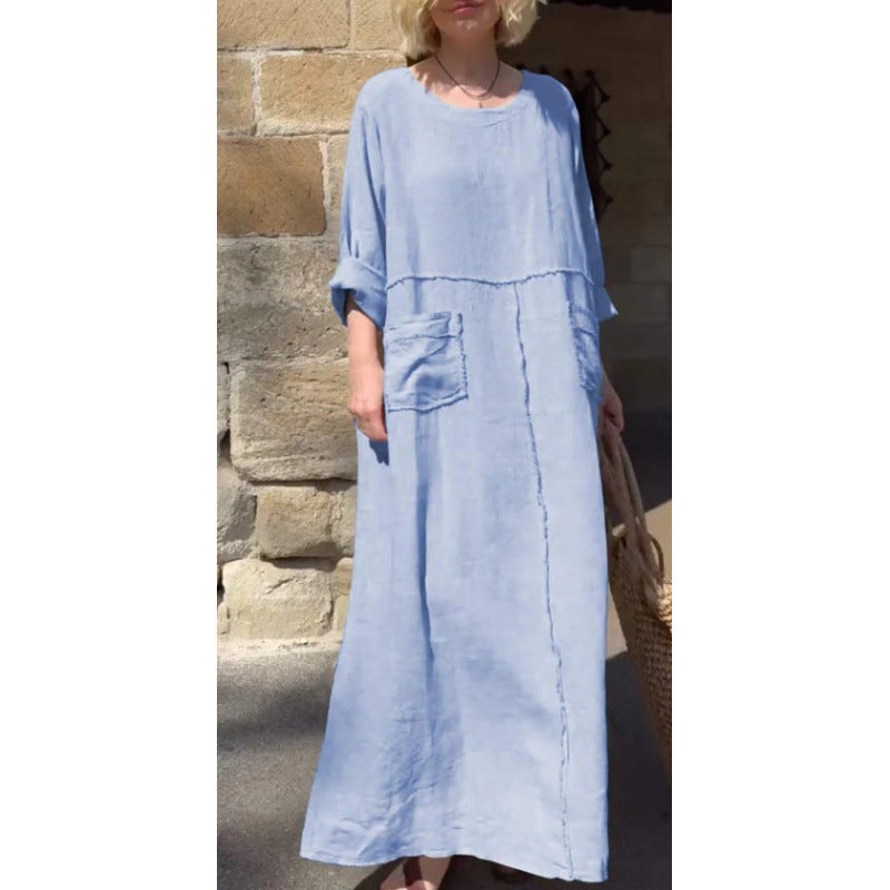 Langes, lässiges Plisseekleid mit langen Ärmeln von Krohn-e